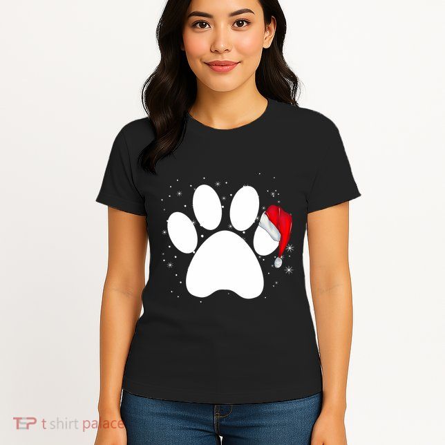 Paw Xmas Dog Christmas Funny Family Matching Outfits Dogs Womens T-Shirt