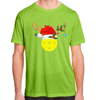 Pickleball Xmas Gift Reindeer Santa Hat Pickleball Christmas TShirt Adult ChromaSoft Performance T-Shirt