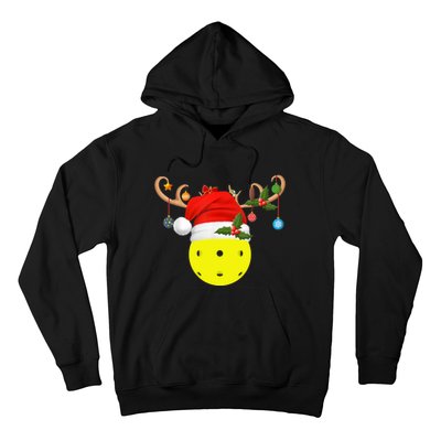 Pickleball Xmas Gift Reindeer Santa Hat Pickleball Christmas TShirt Hoodie