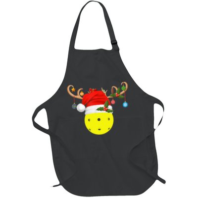 Pickleball Xmas Gift Reindeer Santa Hat Pickleball Christmas TShirt Apron