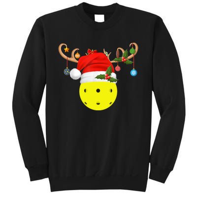 Pickleball Xmas Gift Reindeer Santa Hat Pickleball Christmas TShirt Sweatshirt