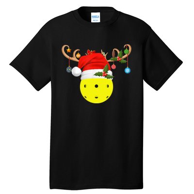 Pickleball Xmas Gift Reindeer Santa Hat Pickleball Christmas TShirt Tall T-Shirt