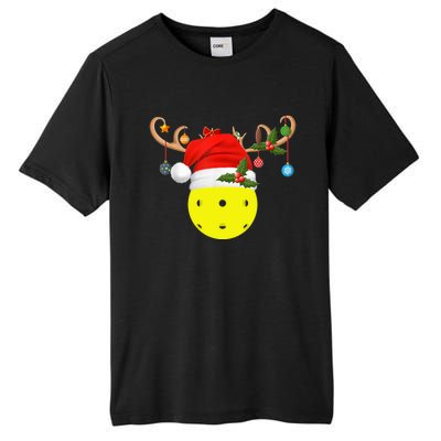 Pickleball Xmas Gift Reindeer Santa Hat Pickleball Christmas TShirt Tall Fusion ChromaSoft Performance T-Shirt