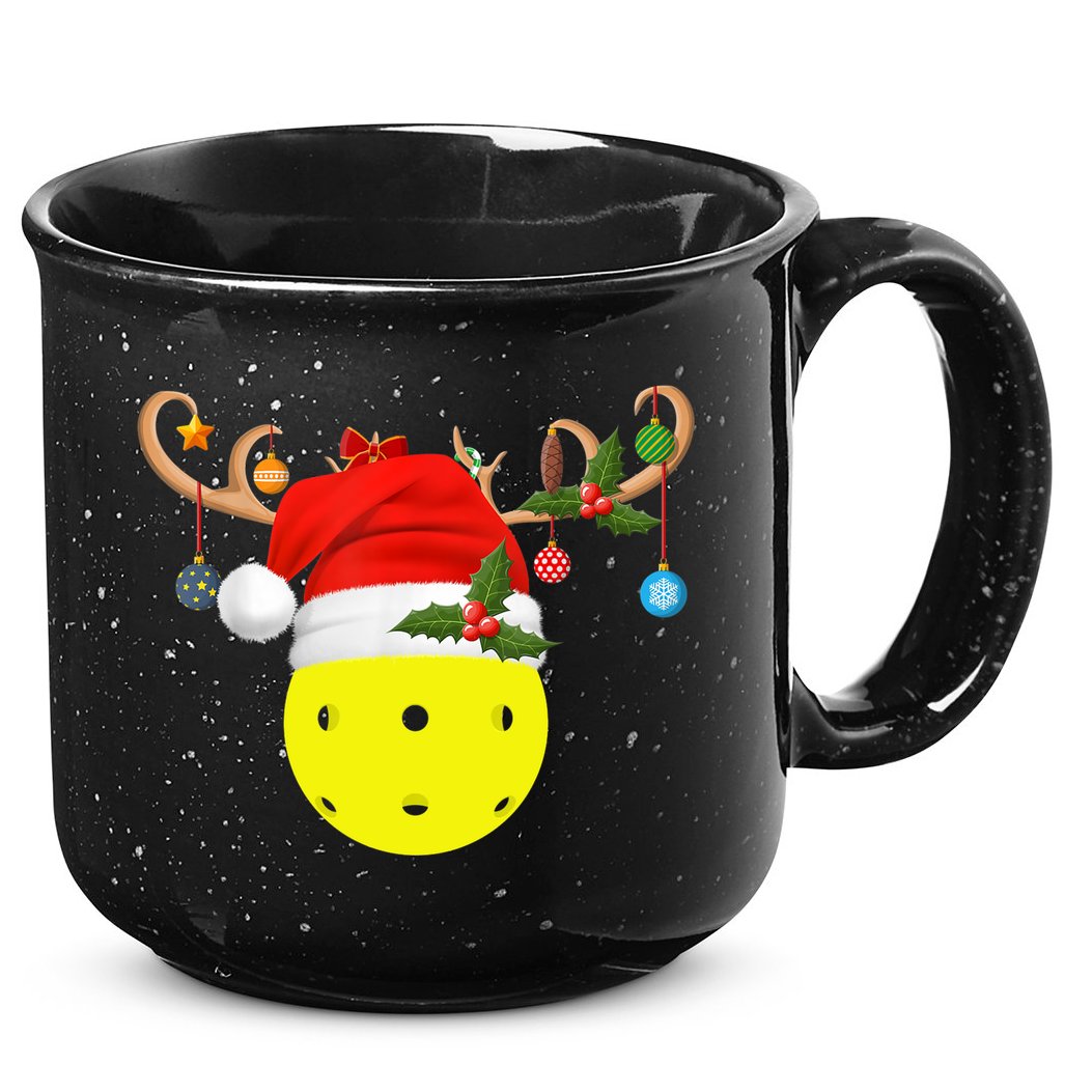 Pickleball Xmas Gift Reindeer Santa Hat Pickleball Christmas TShirt 15oz Campfire Ceramic Mug