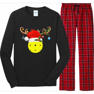 Pickleball Xmas Gift Reindeer Santa Hat Pickleball Christmas TShirt Long Sleeve Pajama Set