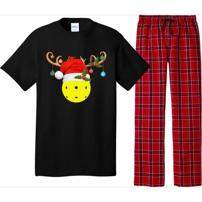 Pickleball Xmas Gift Reindeer Santa Hat Pickleball Christmas TShirt Pajama Set