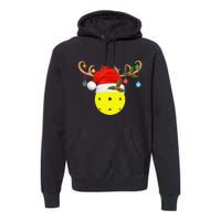 Pickleball Xmas Gift Reindeer Santa Hat Pickleball Christmas TShirt Premium Hoodie