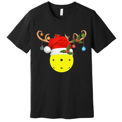 Pickleball Xmas Gift Reindeer Santa Hat Pickleball Christmas TShirt Premium T-Shirt