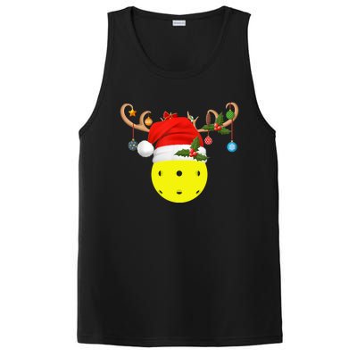 Pickleball Xmas Gift Reindeer Santa Hat Pickleball Christmas TShirt PosiCharge Competitor Tank