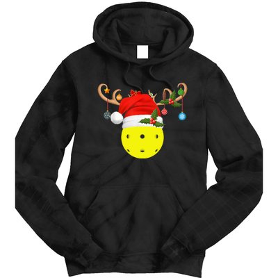 Pickleball Xmas Gift Reindeer Santa Hat Pickleball Christmas TShirt Tie Dye Hoodie