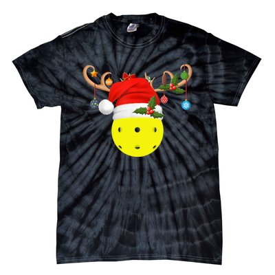 Pickleball Xmas Gift Reindeer Santa Hat Pickleball Christmas TShirt Tie-Dye T-Shirt