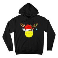 Pickleball Xmas Gift Reindeer Santa Hat Pickleball Christmas TShirt Tall Hoodie