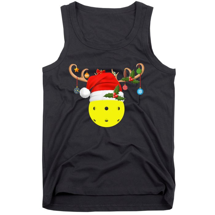 Pickleball Xmas Gift Reindeer Santa Hat Pickleball Christmas TShirt Tank Top