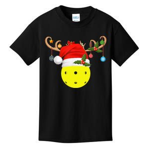 Pickleball Xmas Gift Reindeer Santa Hat Pickleball Christmas TShirt Kids T-Shirt