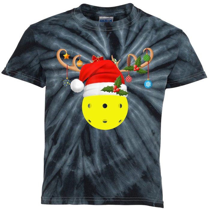 Pickleball Xmas Gift Reindeer Santa Hat Pickleball Christmas TShirt Kids Tie-Dye T-Shirt