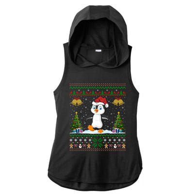 Penguin Xmas Gift Santa Hat Ugly Penguin Christmas Gift Ladies PosiCharge Tri-Blend Wicking Draft Hoodie Tank