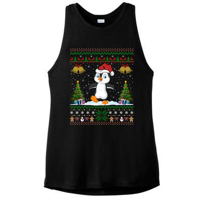 Penguin Xmas Gift Santa Hat Ugly Penguin Christmas Gift Ladies PosiCharge Tri-Blend Wicking Tank