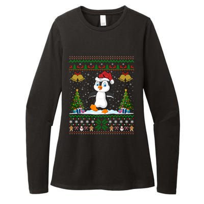 Penguin Xmas Gift Santa Hat Ugly Penguin Christmas Gift Womens CVC Long Sleeve Shirt