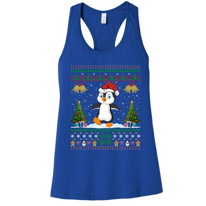 Penguin Xmas Gift Santa Hat Ugly Penguin Christmas Gift Women's Racerback Tank