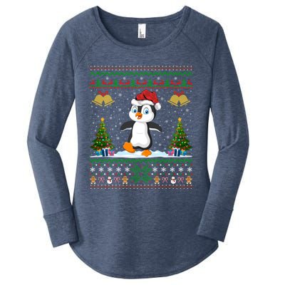 Penguin Xmas Gift Santa Hat Ugly Penguin Christmas Gift Women's Perfect Tri Tunic Long Sleeve Shirt