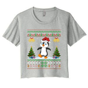 Penguin Xmas Gift Santa Hat Ugly Penguin Christmas Gift Women's Crop Top Tee