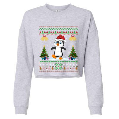 Penguin Xmas Gift Santa Hat Ugly Penguin Christmas Gift Cropped Pullover Crew