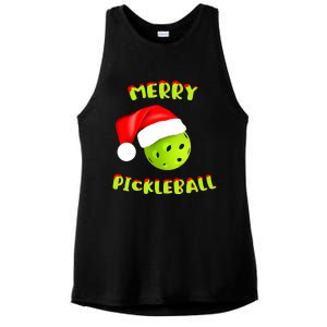 Pickleball Xmas Gift Reindeer Santa Hat Pickleball Christmas Ladies PosiCharge Tri-Blend Wicking Tank