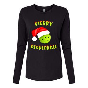 Pickleball Xmas Gift Reindeer Santa Hat Pickleball Christmas Womens Cotton Relaxed Long Sleeve T-Shirt