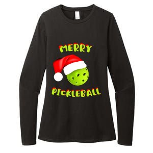 Pickleball Xmas Gift Reindeer Santa Hat Pickleball Christmas Womens CVC Long Sleeve Shirt