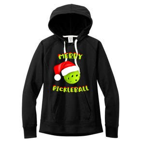 Pickleball Xmas Gift Reindeer Santa Hat Pickleball Christmas Women's Fleece Hoodie