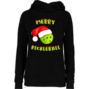 Pickleball Xmas Gift Reindeer Santa Hat Pickleball Christmas Womens Funnel Neck Pullover Hood