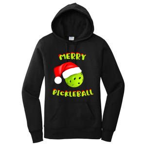 Pickleball Xmas Gift Reindeer Santa Hat Pickleball Christmas Women's Pullover Hoodie