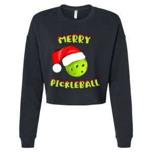 Pickleball Xmas Gift Reindeer Santa Hat Pickleball Christmas Cropped Pullover Crew