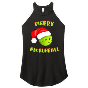 Pickleball Xmas Gift Reindeer Santa Hat Pickleball Christmas Women's Perfect Tri Rocker Tank