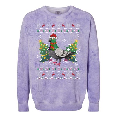 Pigeon Xmas Gift Ugly Pigeon Christmas Gift Colorblast Crewneck Sweatshirt