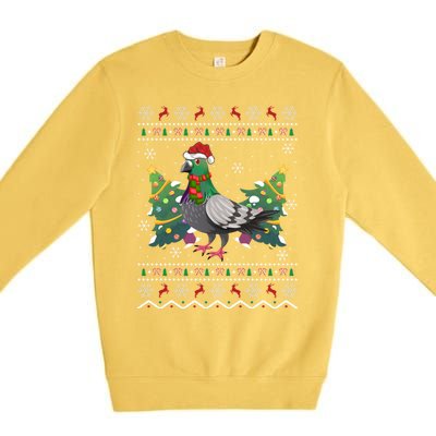 Pigeon Xmas Gift Ugly Pigeon Christmas Gift Premium Crewneck Sweatshirt