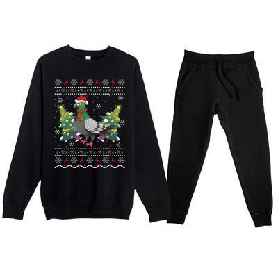 Pigeon Xmas Gift Ugly Pigeon Christmas Gift Premium Crewneck Sweatsuit Set