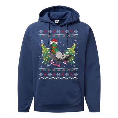 Pigeon Xmas Gift Ugly Pigeon Christmas Gift Performance Fleece Hoodie