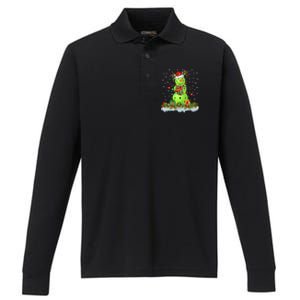 Pickleball Xmas Lighting Funny Snow Pickleball Christmas Funny Gift Performance Long Sleeve Polo