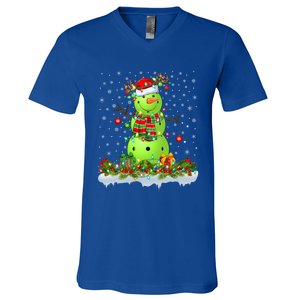 Pickleball Xmas Lighting Funny Snow Pickleball Christmas Funny Gift V-Neck T-Shirt