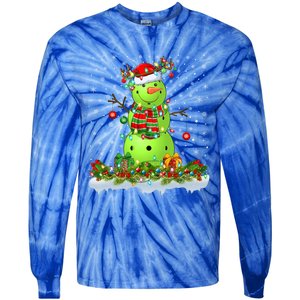 Pickleball Xmas Lighting Funny Snow Pickleball Christmas Funny Gift Tie-Dye Long Sleeve Shirt