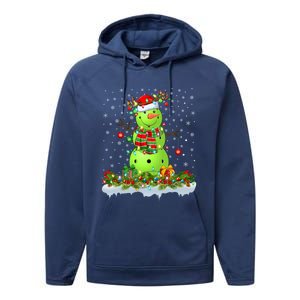 Pickleball Xmas Lighting Funny Snow Pickleball Christmas Funny Gift Performance Fleece Hoodie