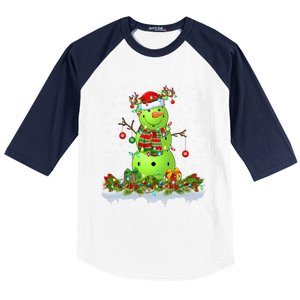 Pickleball Xmas Lighting Funny Snow Pickleball Christmas Funny Gift Baseball Sleeve Shirt