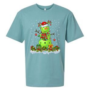 Pickleball Xmas Lighting Funny Snow Pickleball Christmas Funny Gift Sueded Cloud Jersey T-Shirt