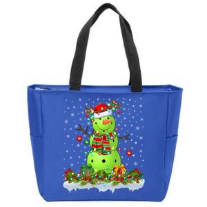 Pickleball Xmas Lighting Funny Snow Pickleball Christmas Meaningful Gift Zip Tote Bag