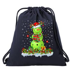 Pickleball Xmas Lighting Funny Snow Pickleball Christmas Meaningful Gift Drawstring Bag