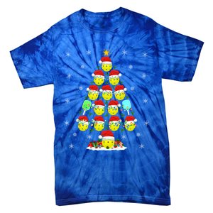 Pickleball Xmas Lighting Santa Pickleball Christmas Tree Gift Tie-Dye T-Shirt