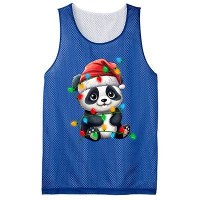 Panda Xmas Lighting Santa Panda Christmas Gift Mesh Reversible Basketball Jersey Tank