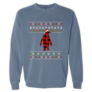 Penguin Xmas Redplaid Penguin Ugly Christmas Pajamas Gift Garment-Dyed Sweatshirt