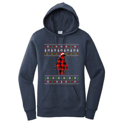 Penguin Xmas Redplaid Penguin Ugly Christmas Pajamas Gift Women's Pullover Hoodie